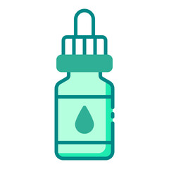 Beard oil dropper bottle green filled line icon symbolizing beard grooming and care