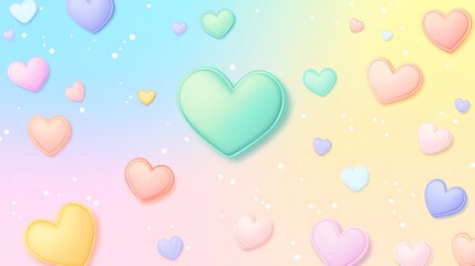 Pastel Hearts Floating on a Soft Gradient Background