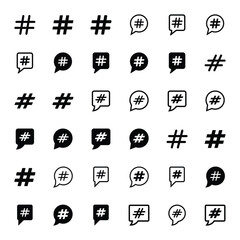 Set of hashtag icon symbol on white background