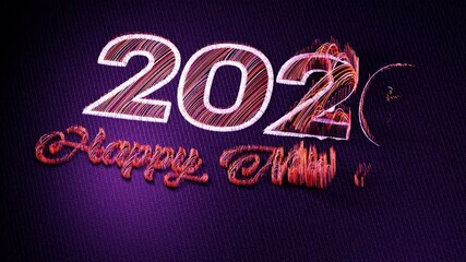 2026 Happy New Year text in a colorful embroidered style, revealed through a 3D perspective motion view on fabric, creating a festive and textured appearance. - Powered by Adobe
