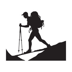 Hiking man Silhouettes. hiker with rucksacks and backpack silhouette.