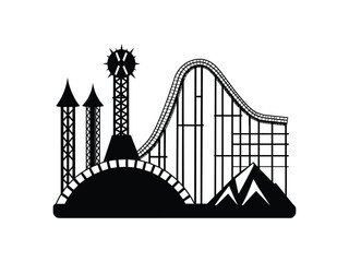 Roller Coaster Silhouette Vector Art