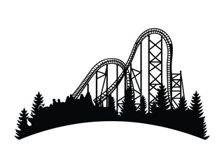 Roller Coaster Silhouette Vector Art