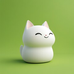Adorable 3D Render of a Happy White Cat