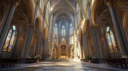 Fototapeta premium Sunlit Grandeur of a Cathedral