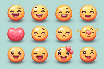 Fototapeta premium Cute Emoji Illustration Set