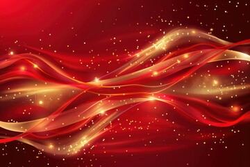 Abstract Red Background with Glowing Lights, Sparkles, and Digital Art for a Vibrant and Mystical Fantasy Design