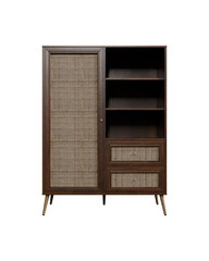 Wooden book shelf 3D render isolated on transparent background PNG