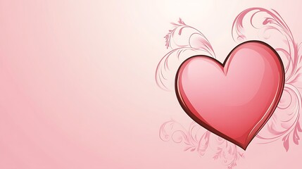 Pink Heart with Delicate Floral Design Background
