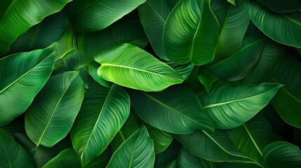 Background of tropical green leaves