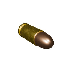 Pistol bullet 3D render isolated on transparent background PNG