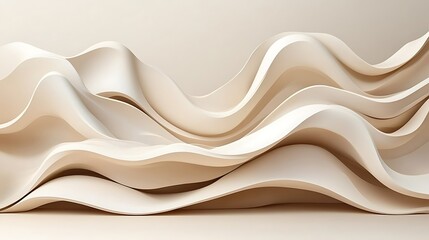 Obraz premium Abstract Beige Wave Form Composition Design