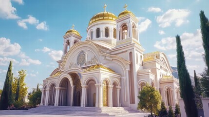 Obraz premium Majestic cathedral under a blue sky