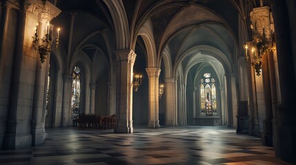Grand cathedral interior, serene light