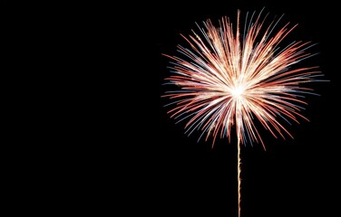 A vibrant firework explodes in a dark sky, showcasing bright bursts of color and light, perfect for celebrations and festive occasions.