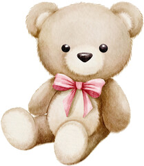Brown Watercolor Teddy Bear