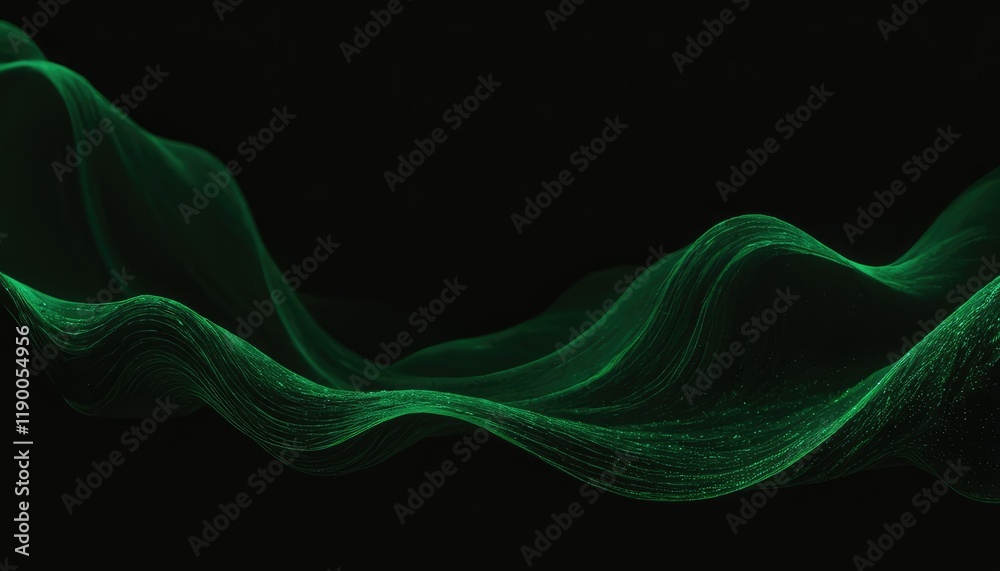 Fototapete Green abstract wave. Magic line design. Flow curve motion element. Neon gradient wavy illiustration.
9