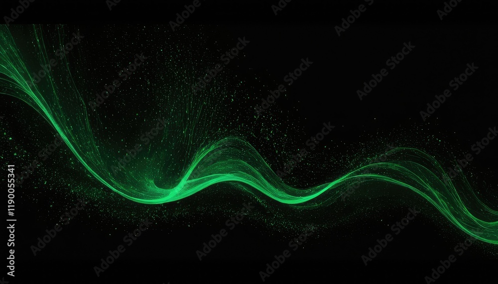 Fototapete green abstract wave. magic line design. flow curve motion element. neon gradient wavy illiustration.