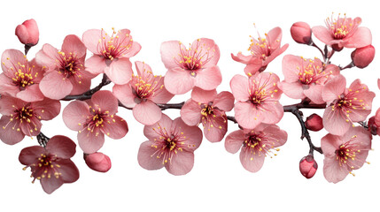 pink cherry blossoms isolated on white background