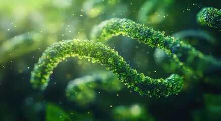 Fototapeta premium Microscopic Life: A 3D Render of Green Spiral Structures