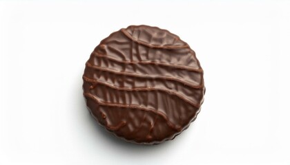"Top View of Dark Chocolate Covered Digestive Biscuit"