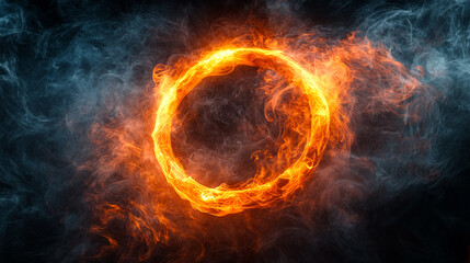 Fototapeta premium A smooth and glowing red-orange smoke ring, with subtle gradients of color