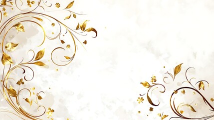 Elegant Golden Floral Design on White Background
