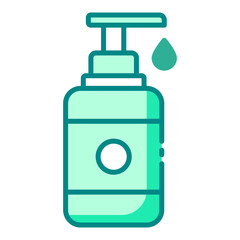 Pump bottle lotion green filled line icon for skincare or beauty use