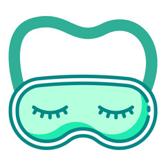 Sleeping mask green filled line icon for relaxation and better sleep