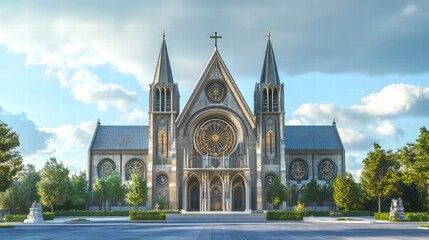 Grand cathedral under a blue sky