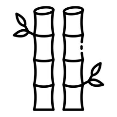 Bamboo stem and leaves outline icon representing nature and spa decor