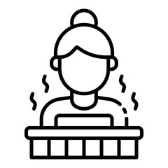 Woman relaxing in a steam outline icon spa for wellness and relaxation