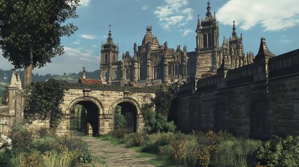 Obraz premium Ancient cathedral and stone walls