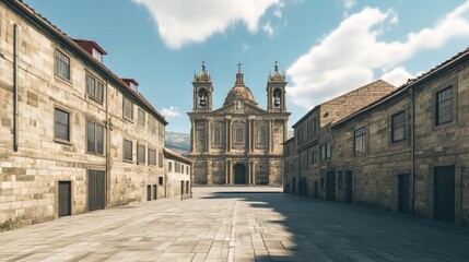 Obraz premium Church square in historic town