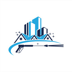 home washing  logo vector graphic of pressure power wash spray logo design template power washing illustration