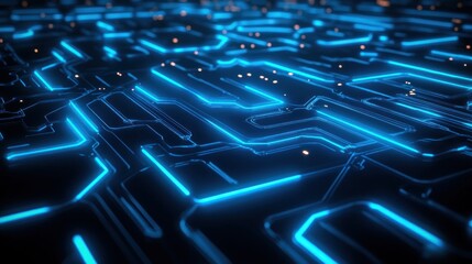 Obraz premium Neural network pathways glowing with electric blue light. 