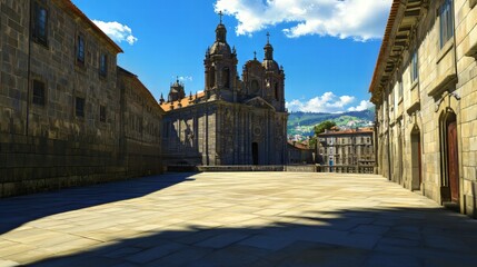 Fototapeta premium Church square on a sunny day
