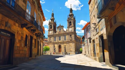Fototapeta premium Church square in historic European town