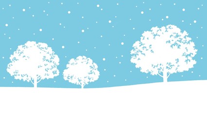 広葉樹 降雪シルエット