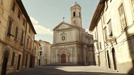 Fototapeta premium Historic church in a quaint town square