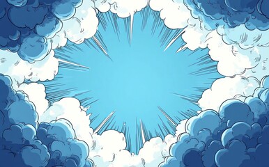 Sky, clouds, burst, comic, design, background, graphic, illustration