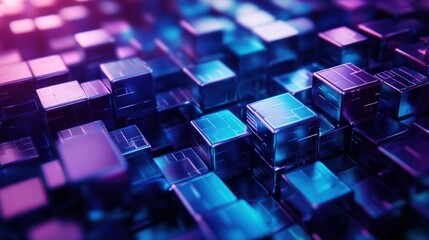 Fototapeta premium Abstract 3D Cubes with Neon Colors
