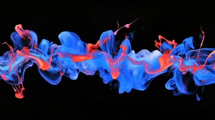 Abstract Swirls of Blue and Red Ink in Motion