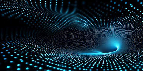 Fototapeta premium Futuristic technology blue light digital tunnel abstract network surface wave pattern intricate cyber