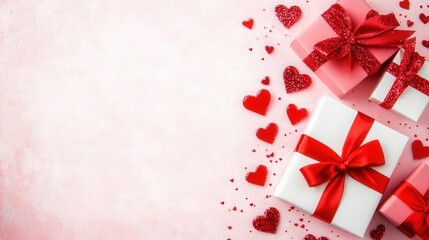 Romantic Valentine's Day Gifts: Red and Pink Presents with Hearts
