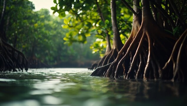 The ecological significance of mangrove roots in water bodies 