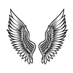 Wings in tattoo style isolated on white background. Design element for poster, t shit, card, emblem, sign, badge. Vector illustration