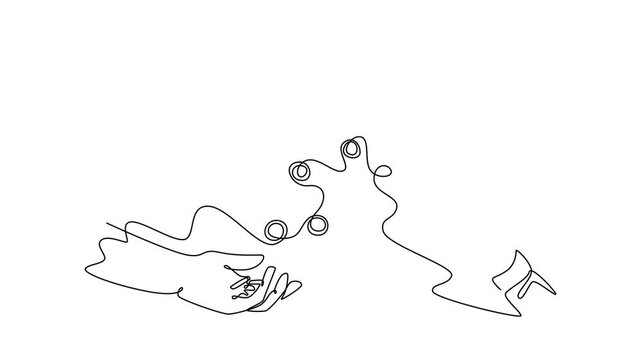 Planning concept. Single line draw design. Full length animation illustration. High quality 4k footage.