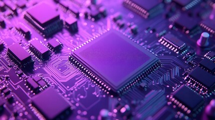 Close-up of a circuit board showcasing microchips and electronic components.
