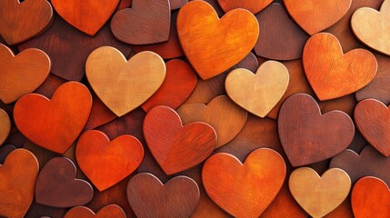 Obraz premium A seamless texture of overlapping hearts in warm tones.